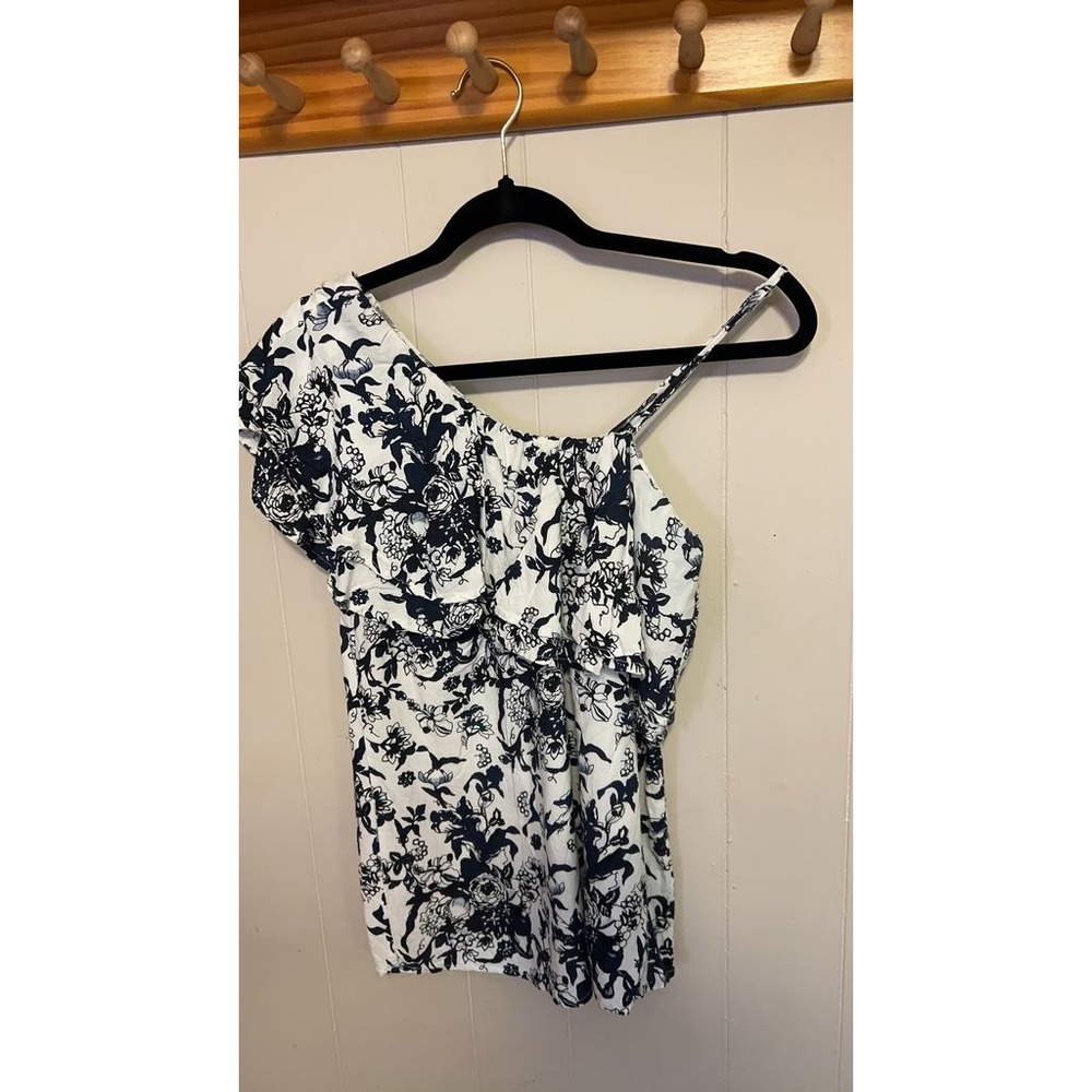 Floral One-Shoulder Blouse with Ruffle Detail